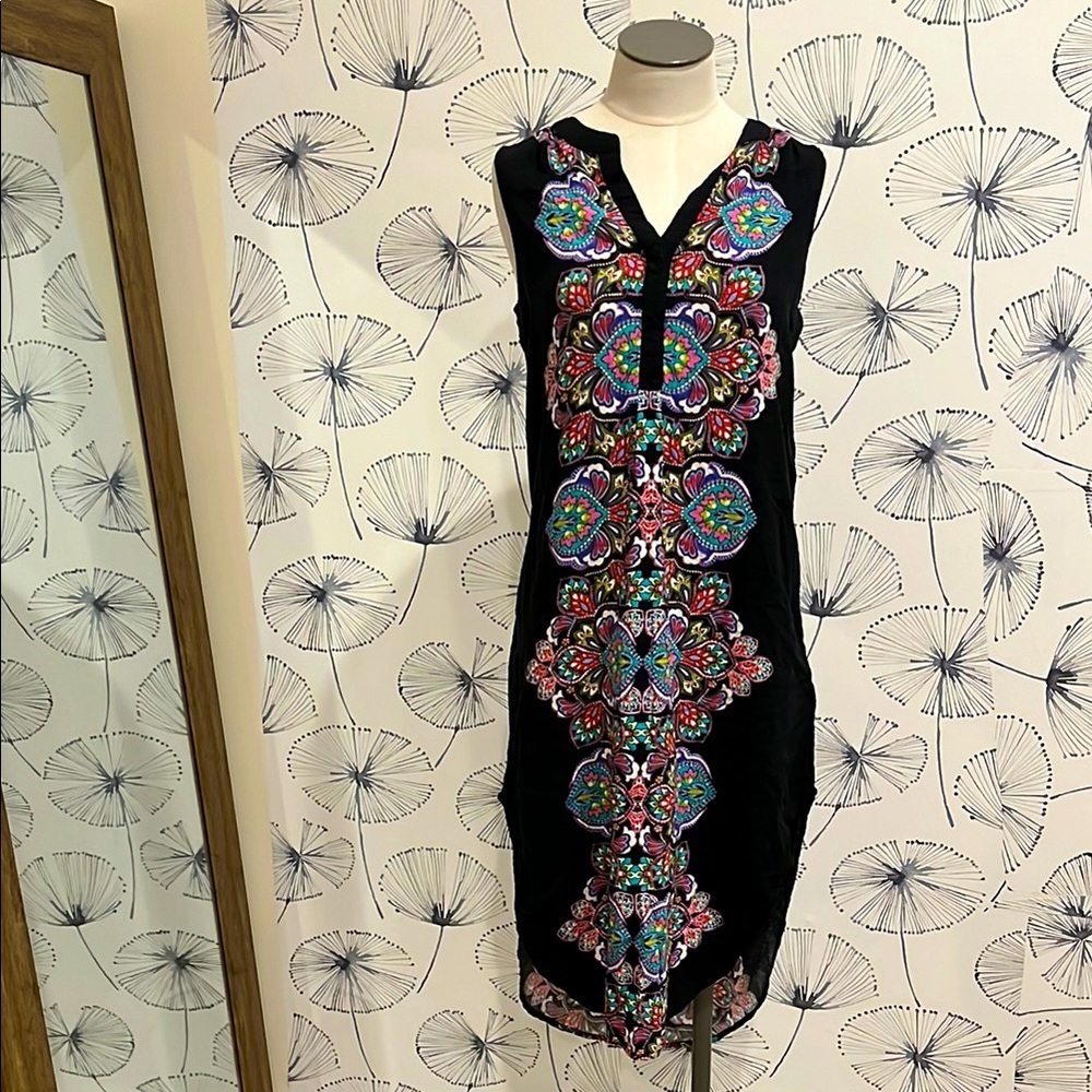 Embroidered Black Dress